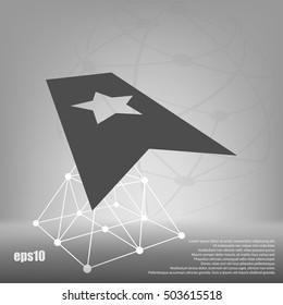 Flat paper cut style icon of web bookmark. Vector illustration