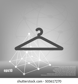 Flat paper cut style icon of hanger. Vector illustration