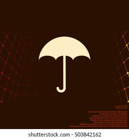 Flat paper cut style icon of umbrella. Vector illustration