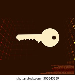Flat paper cut style icon of an old key. Vector illustration