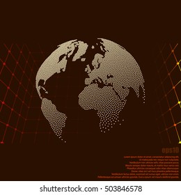 Flat paper cut style icon of globe. Vector illustration