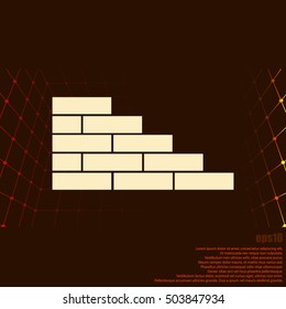 Flat paper cut style icon of brickwork fragment. Vector illustration