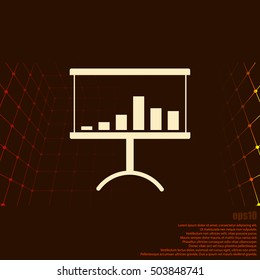 Flat paper cut style icon of a presentation stand. Vector illustration
