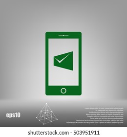 Flat paper cut style icon of Short Message. Vector illustration