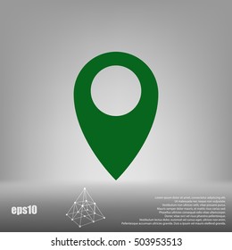 Flat paper cut style icon of map pointer vector illustration