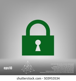 Flat paper cut style icon of a lock. Vector illustration
