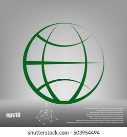 Flat paper cut style icon of globe. Vector illustration