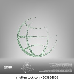 Flat paper cut style icon of globe. Vector illustration