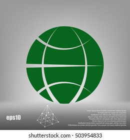 Flat paper cut style icon of globe. Vector illustration