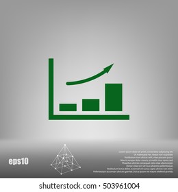 Flat paper cut style icon of a diagram. Vector illustration