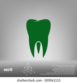 Flat paper cut style icon of tooth. Dentistry symbol icon vector illustration