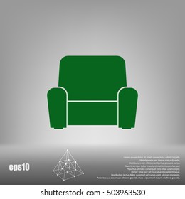 Flat paper cut style icon of furniture. Vector illustration