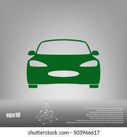 Flat paper cut style icon of a car. Vector illustration