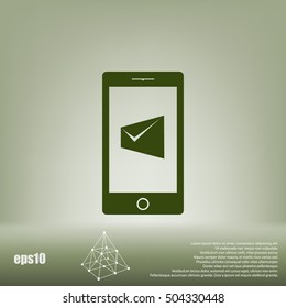 Flat paper cut style icon of Short Message. Vector illustration