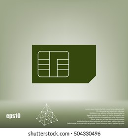 Flat paper cut style icon of a sim card. Vector illustration