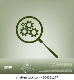 Flat paper cut style icon of magnifier. Vector illustration