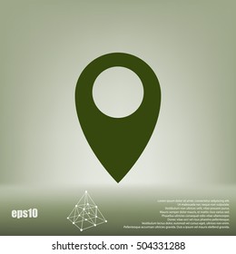 Flat paper cut style icon of map pointer vector illustration