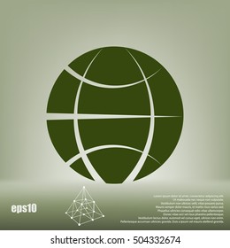 Flat paper cut style icon of globe. Vector illustration