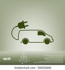 Flat paper cut style icon of an eco car. Vector illustration