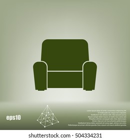 Flat paper cut style icon of furniture. Vector illustration