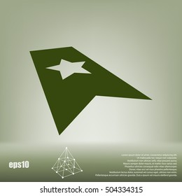 Flat paper cut style icon of web bookmark. Vector illustration