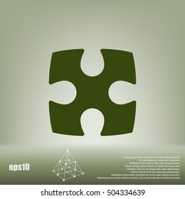 Flat paper cut style icon of puzzle part