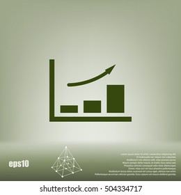 Flat paper cut style icon of a diagram. Vector illustration