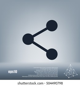 Flat paper cut style icon of share. Vector illustration