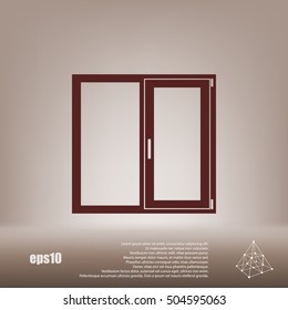 Flat paper cut style icon of modern window. Vector illustration