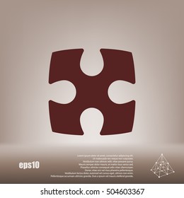 Flat paper cut style icon of puzzle part