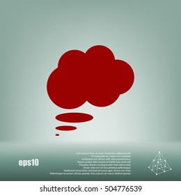 Flat paper cut style icon of thought cloud. Vector illustration