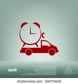 Flat paper cut style icon of vehicle. Delivery car symbol vector illustration
