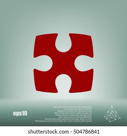 Flat paper cut style icon of puzzle part