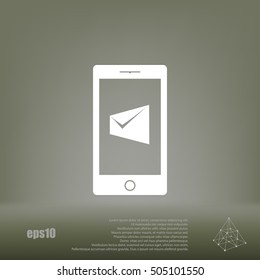 Flat paper cut style icon of Short Message. Vector illustration