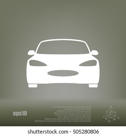 Flat paper cut style icon of a car. Vector illustration