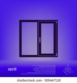 Flat paper cut style icon of modern window. Vector illustration