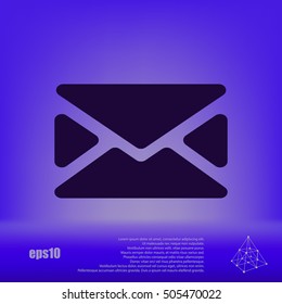Flat paper cut style icon of envelope. E-mail symbol