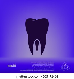 Flat paper cut style icon of tooth. Dentistry symbol icon vector illustration