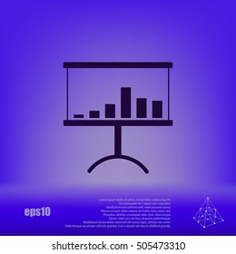 Flat paper cut style icon of a presentation stand. Vector illustration