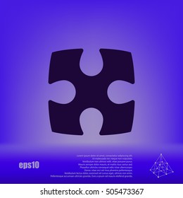 Flat paper cut style icon of puzzle part
