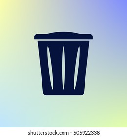 Flat paper cut style icon of trash can. Vector illustration
