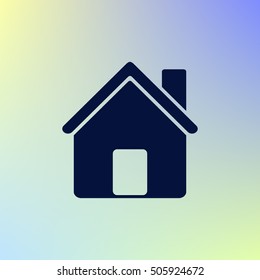 Flat paper cut style icon of house. Vector illustration