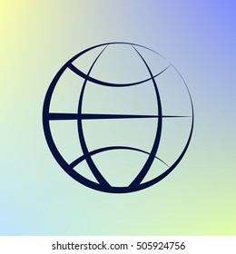 Flat paper cut style icon of globe. Vector illustration
