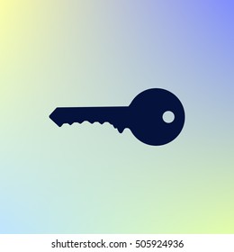 Flat paper cut style icon of an old key. Vector illustration