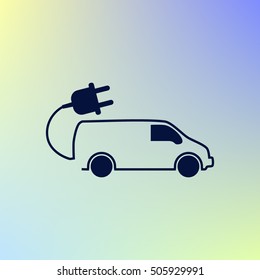 Flat paper cut style icon of an eco car. Vector illustration