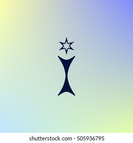 Flat paper cut style icon of trophy and award. Vector illustration