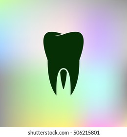 Flat paper cut style icon of tooth. Dentistry symbol icon vector illustration