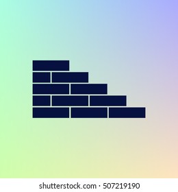 Flat paper cut style icon of brickwork fragment. Vector illustration