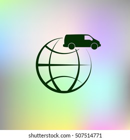 Flat paper cut style icon of vehicle. Delivery car symbol vector illustration