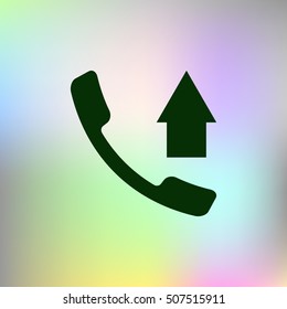 Flat paper cut style icon of out-coming call. Vector illustration